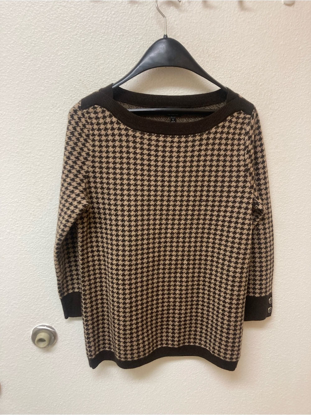 TALBOTS Houndstooth 💯 Merino Preppy Old Money Academia Sweater (S)